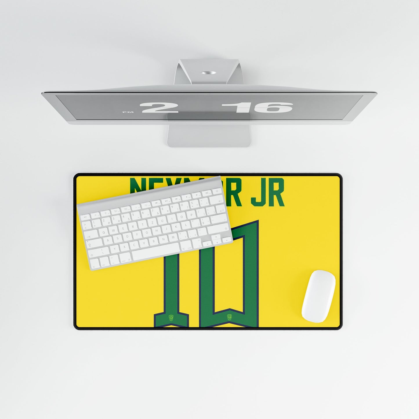 Football Magic NJ10 Mouse Pad Desk Mat - Brazil Jersey Gaming Mat, Soccer Player Desk Accessory, Sports Fan Gift, Ney Office Decor,