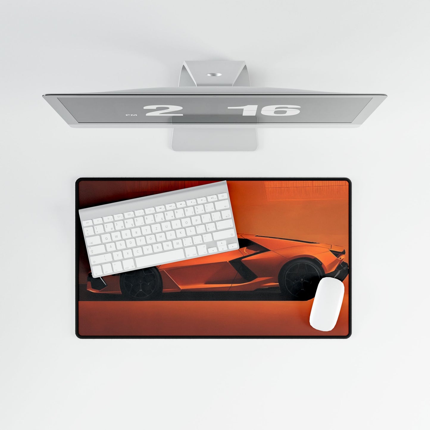 Orange Lambo Sports Car Desk Mat | Racing Supercar Mouse Pad, Lamborghini