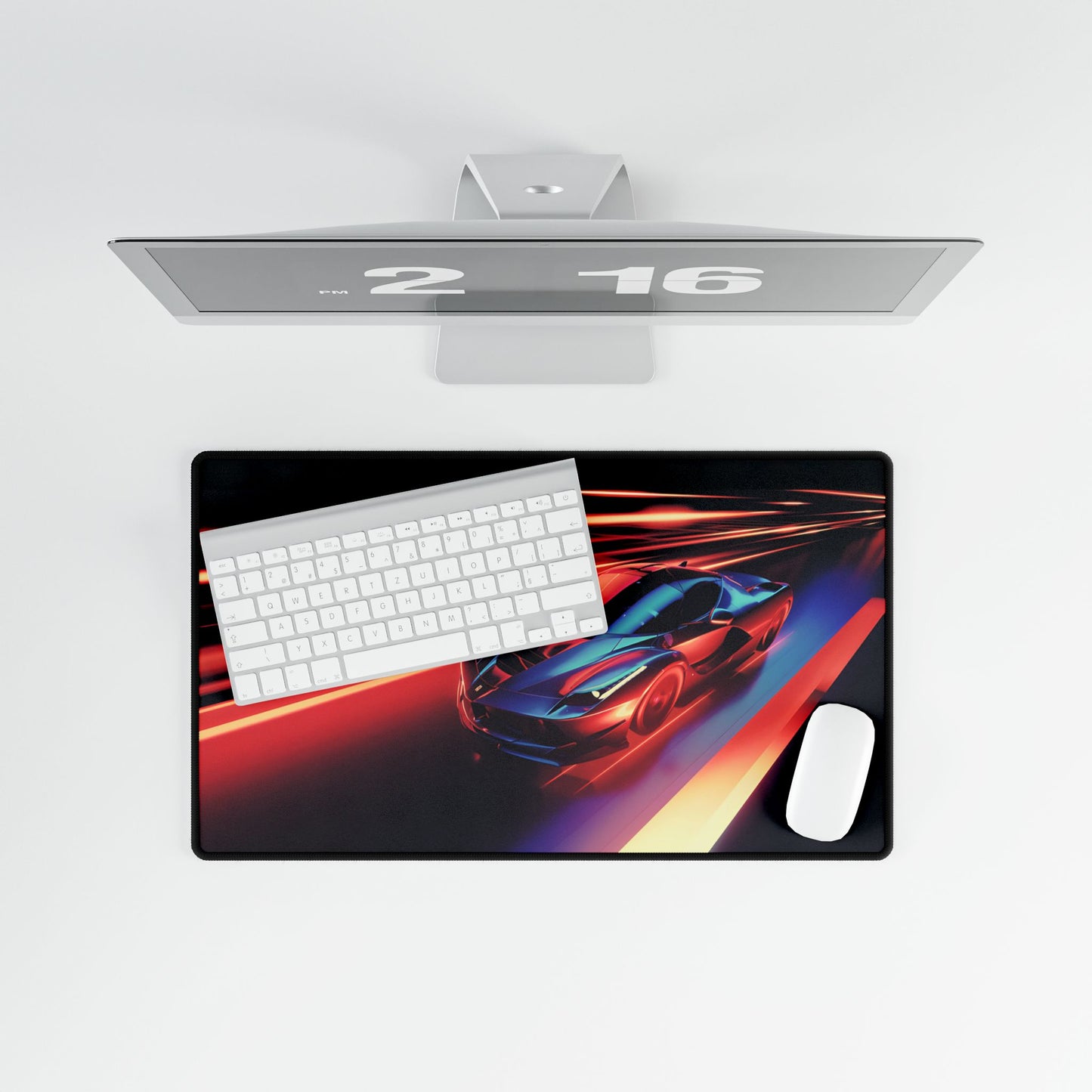Neon LaFerrari Desk Mat: A Futuristic Ferrari Racing Artwork
