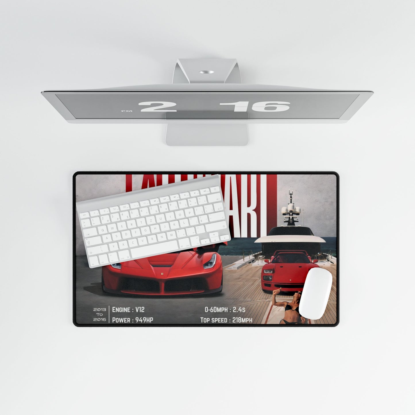 La Ferrari Sports Car Poster Desk Mat | Racing Car Mouse Pad