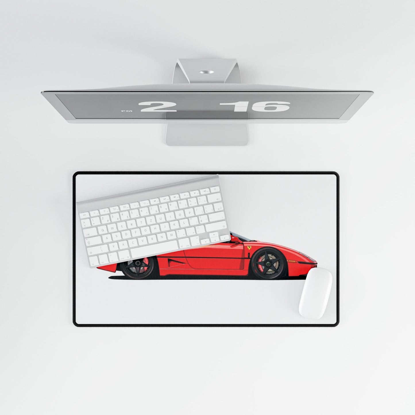 Ferrari F40 Artistic Red Sports Car Desk Mat | Racing Car Illustration Desk Mat