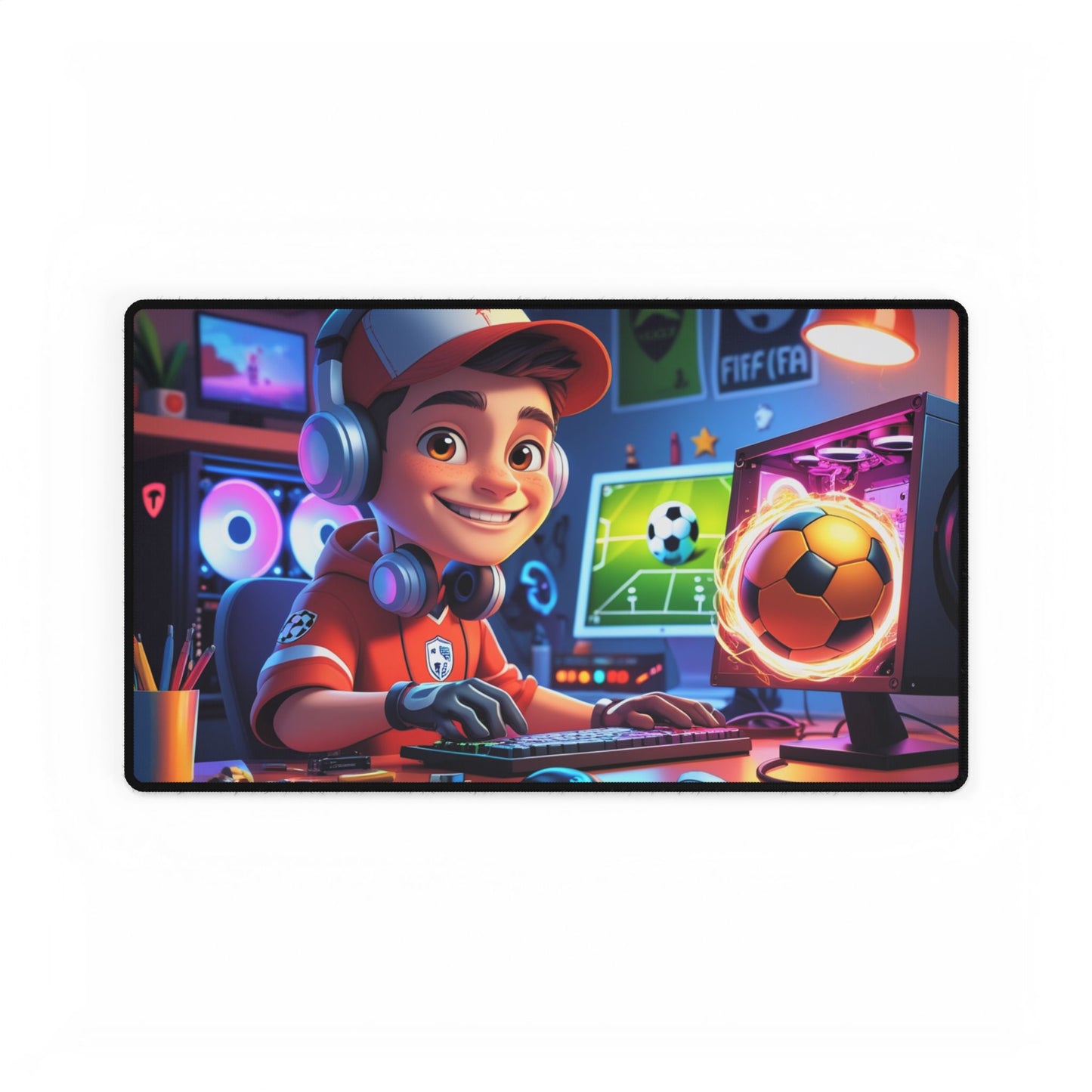 Gaming Desk Mat for Gamers with a Football Passion, Desk Accessories, Gamer Gift, Playful Mouse Pad, Fun Office Decor