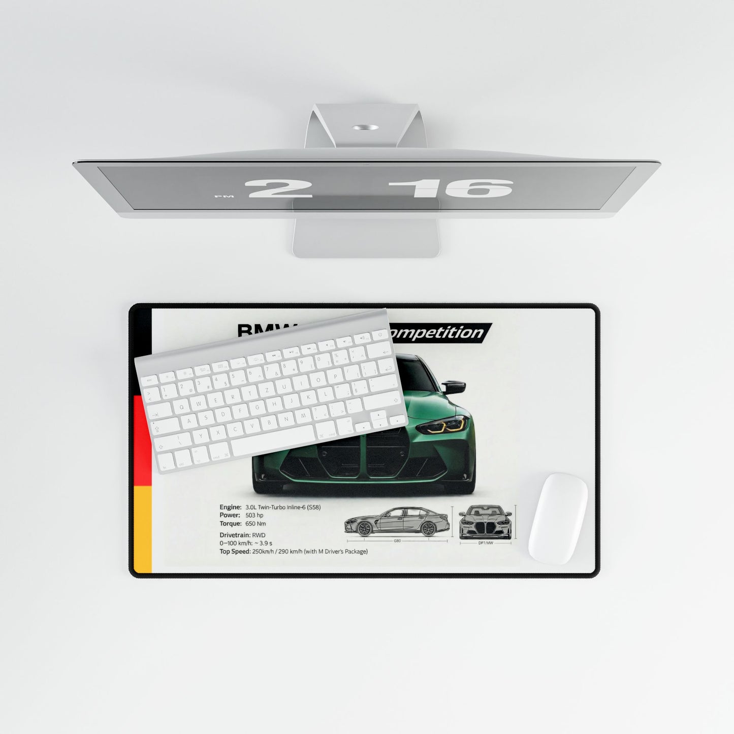 BMW M3 Competition Isle Green Desk Mat – Premium Car Aesthetic Mousepad for Ultimate Setup