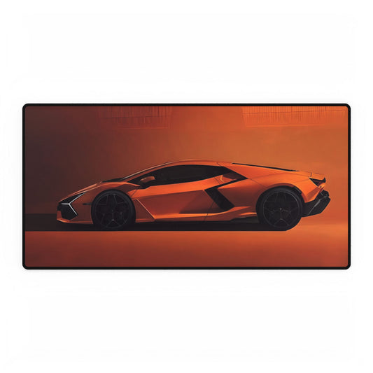 Orange Lambo Sports Car Desk Mat | Racing Supercar Mouse Pad, Lamborghini