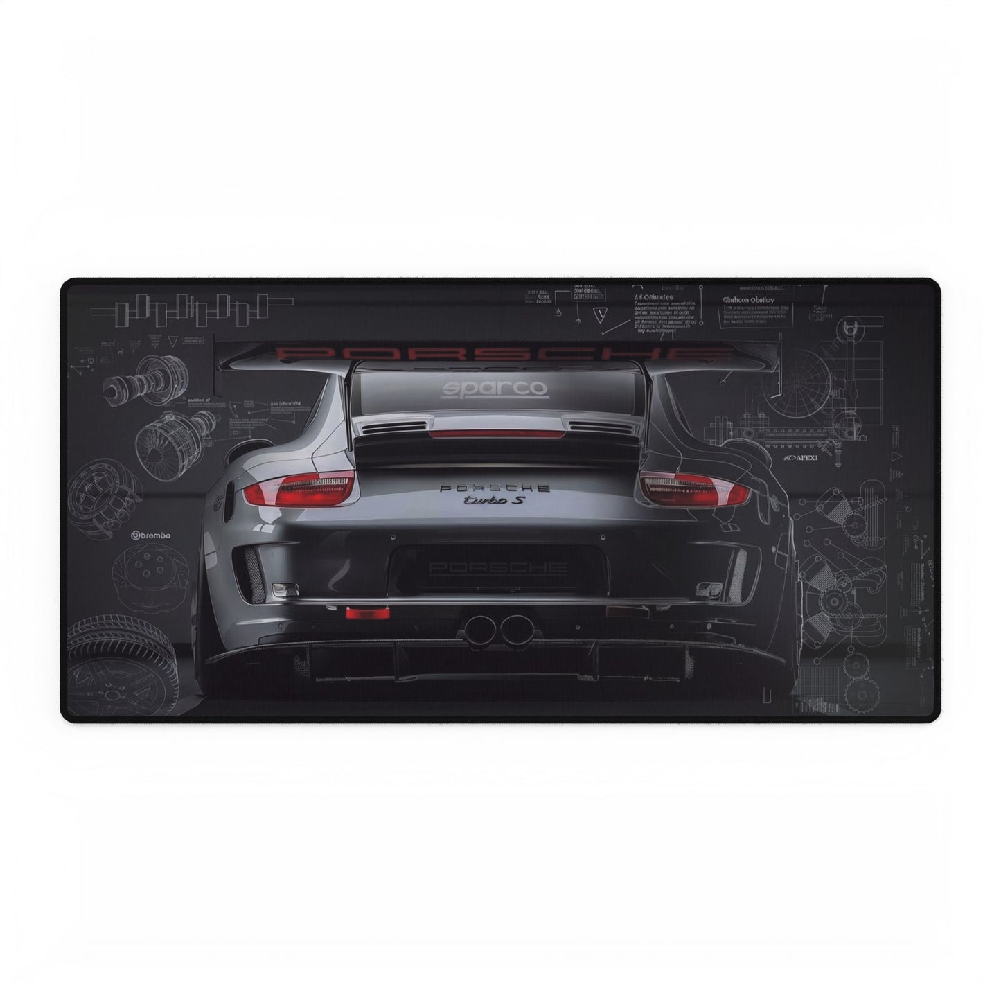 Porsche 911 Turbo Parts Blueprint  Mat — Automotive Mechanics  Mat