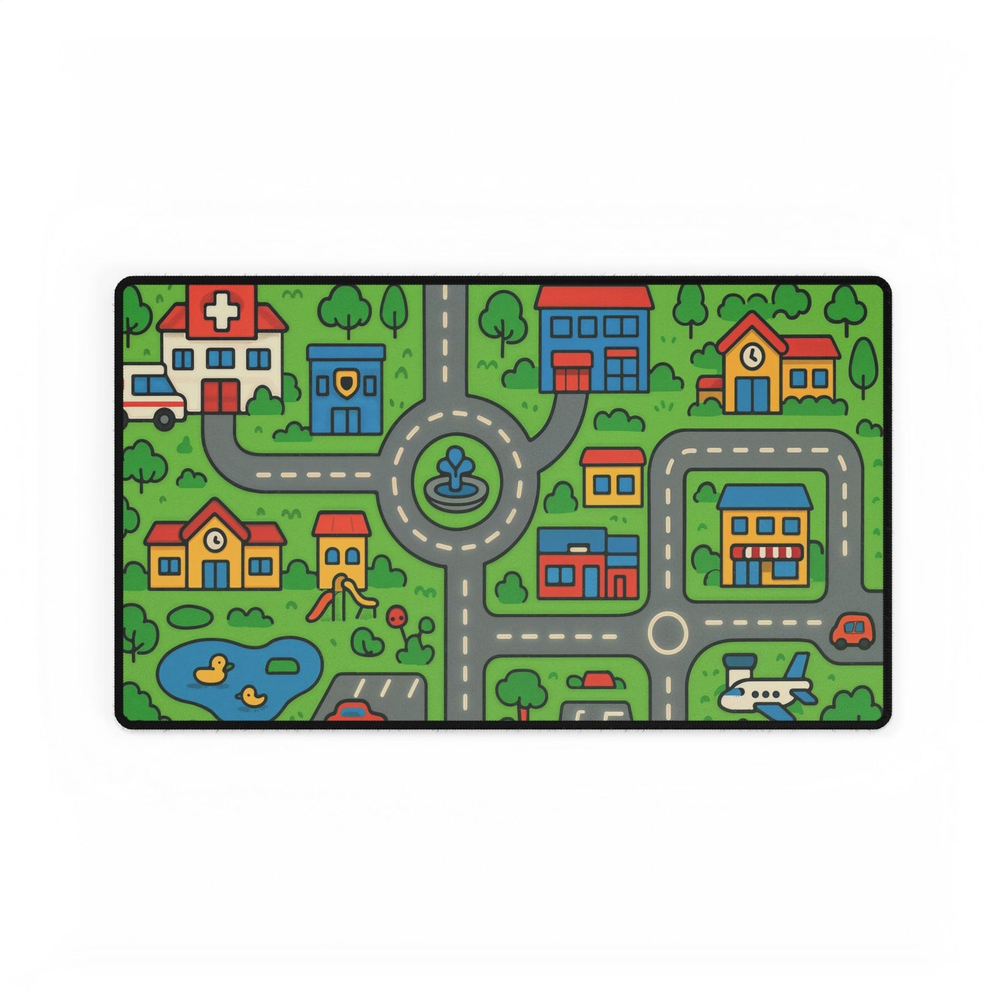 Nostalgic Playful Kids Desk Mat, Educational Play Area, Home Office Decor, Road Map Desk Pad, Imaginative Workspace
