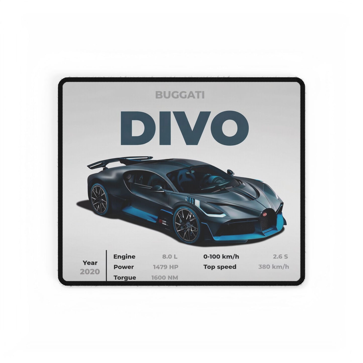Bugatti Divo Supercar specs Desk Mat | Racing Car Mousepad | Automotive Desk Mat
