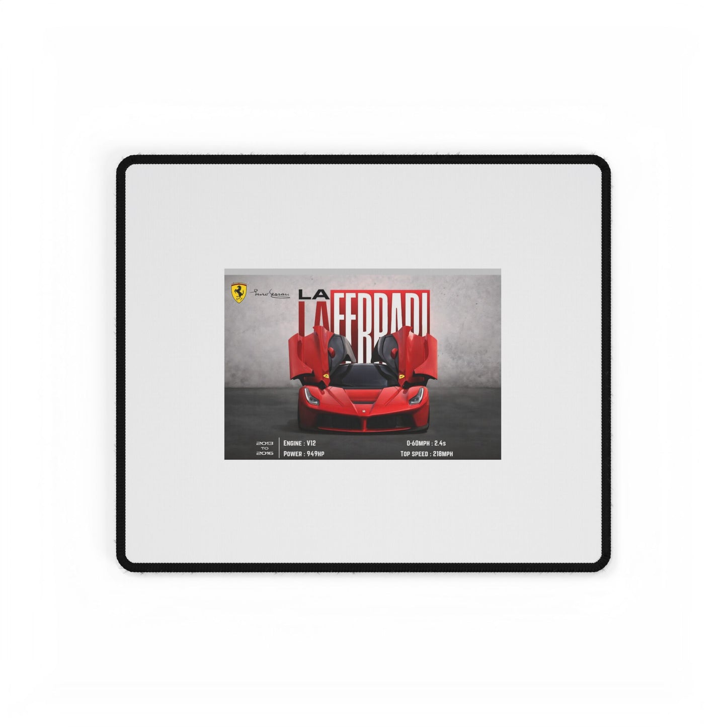 Ferrari LaFerrari Specification Desk Mat | Red Supercar Illustration