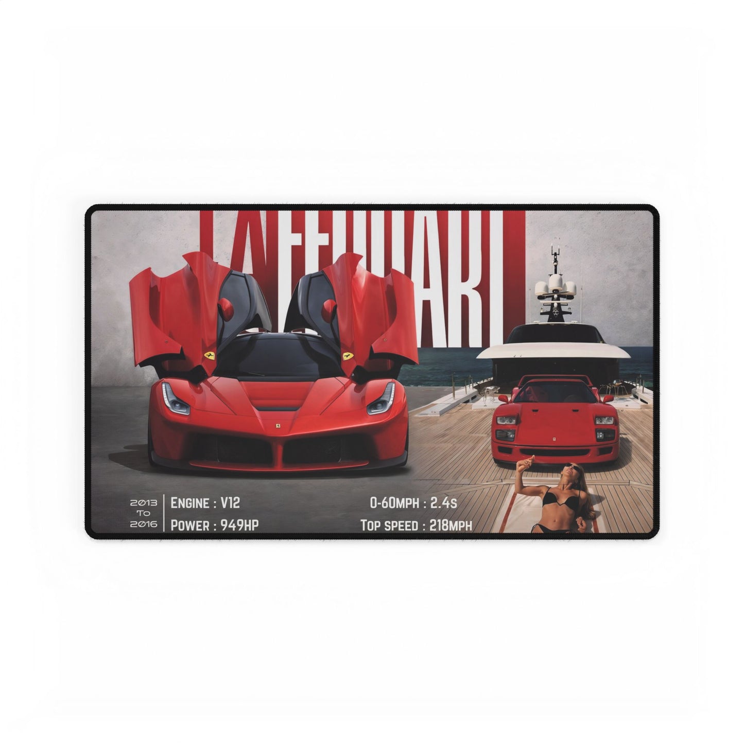 La Ferrari Sports Car Poster Desk Mat | Racing Car Mouse Pad