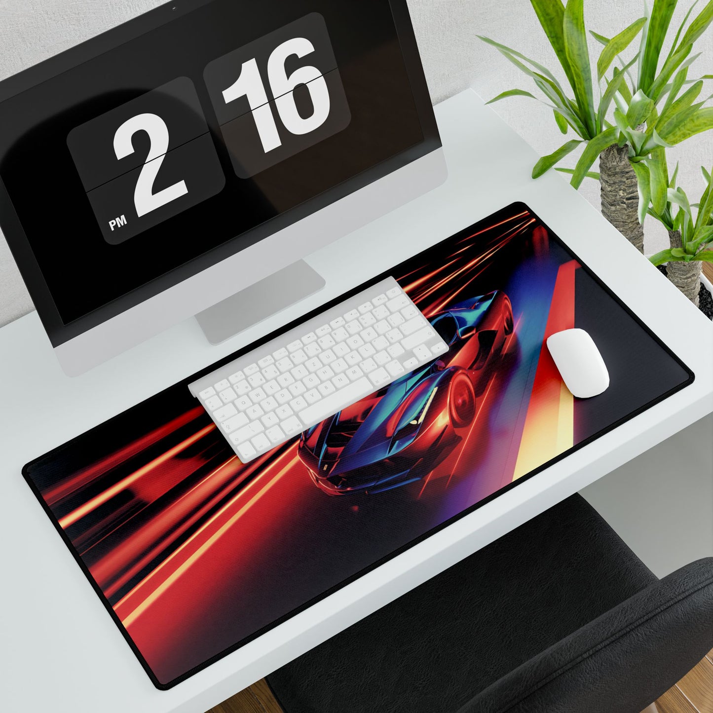 Neon LaFerrari Desk Mat: A Futuristic Ferrari Racing Artwork