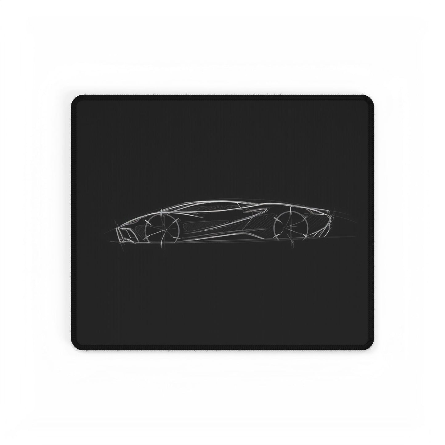 Minimal Outline Lamborghini Sports Car Desk Mat | Black Lambo Racing Mouse Pad