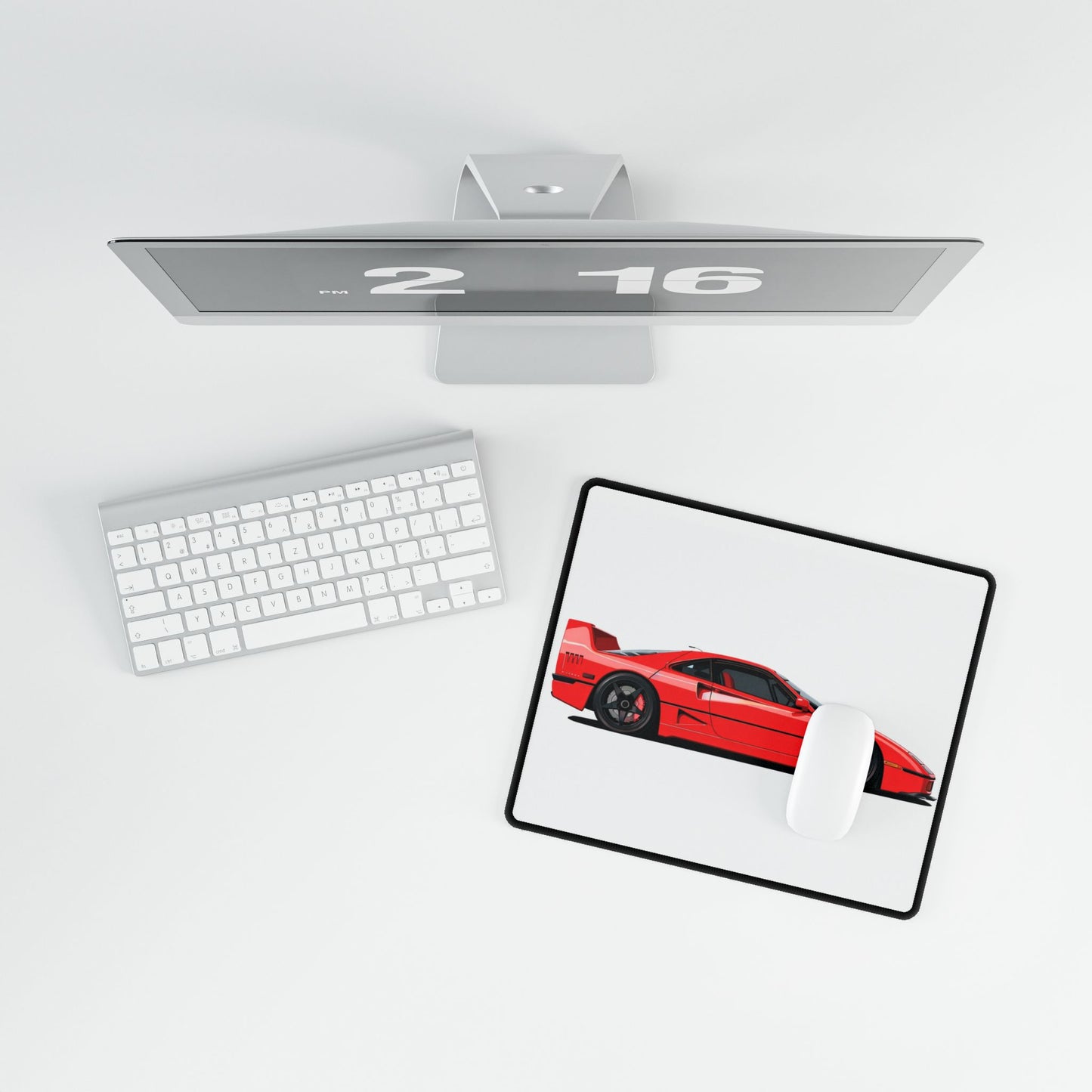 Ferrari F40 Artistic Red Sports Car Desk Mat | Racing Car Illustration Desk Mat