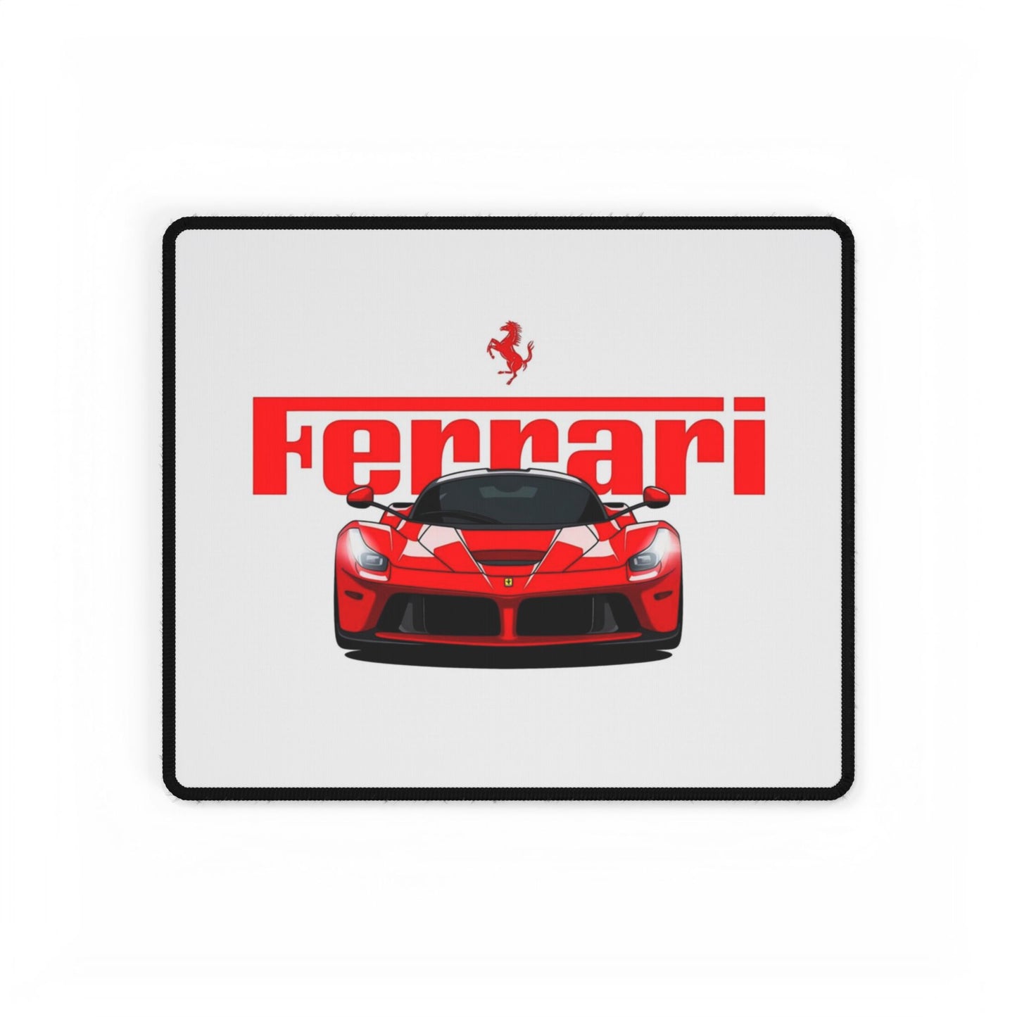 Red Ferrari Race Car Desk Mat | Racing Logo Mouse Pad