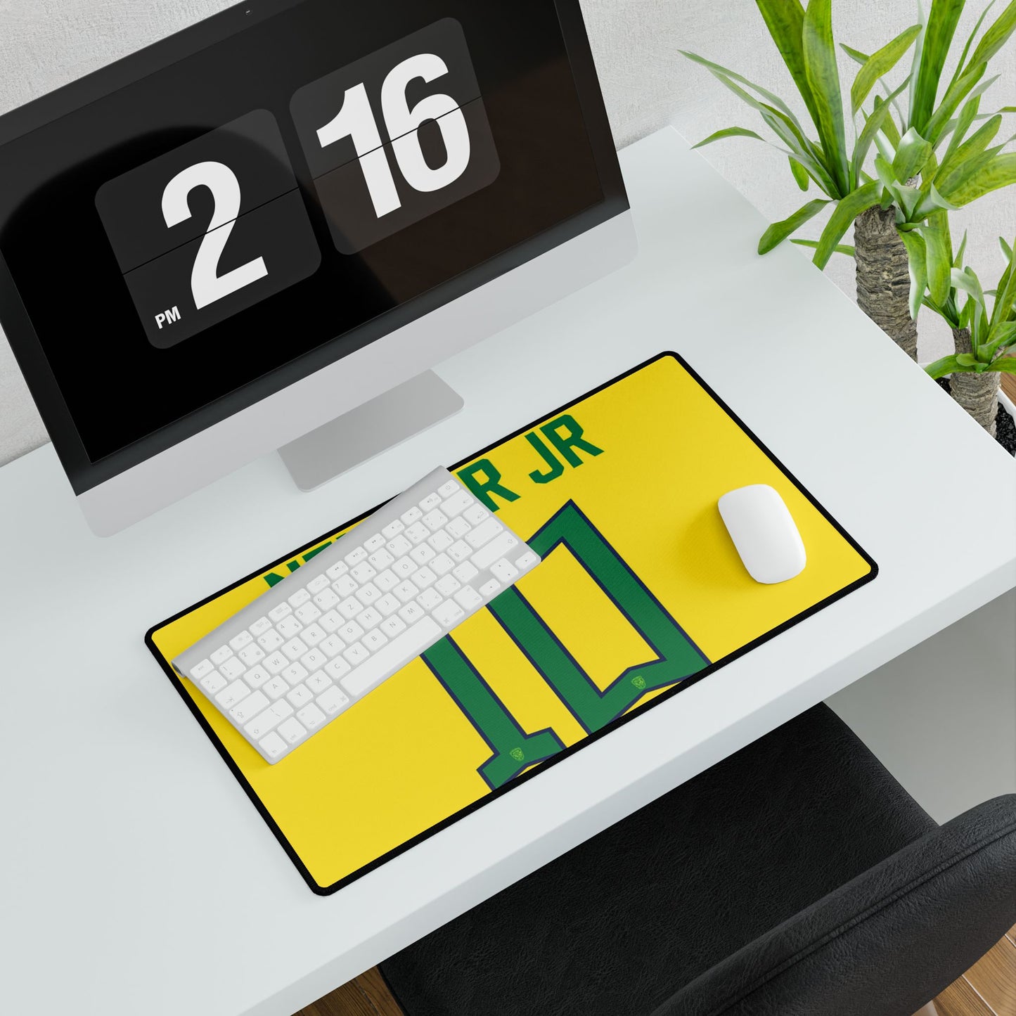 Football Magic NJ10 Mouse Pad Desk Mat - Brazil Jersey Gaming Mat, Soccer Player Desk Accessory, Sports Fan Gift, Ney Office Decor,