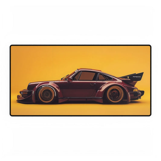 Wide BodyKit 911 Sports Car Desk Mat | Yellow Background Racing Mousepad