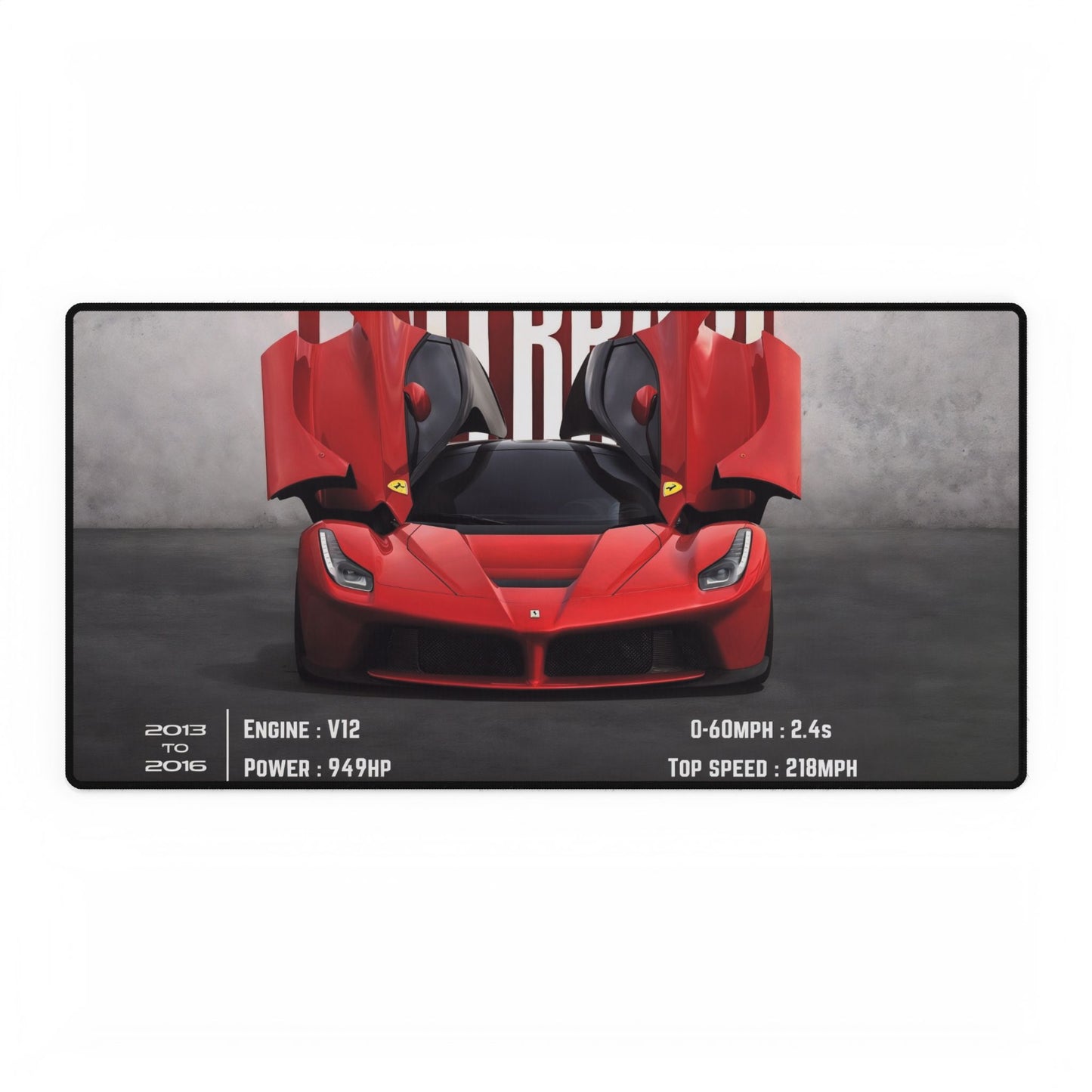 Ferrari LaFerrari Specification Desk Mat | Red Supercar Illustration