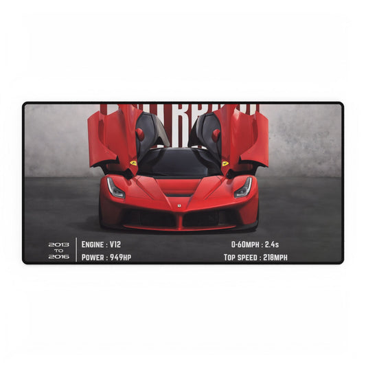 Ferrari LaFerrari Specification Desk Mat | Red Supercar Illustration