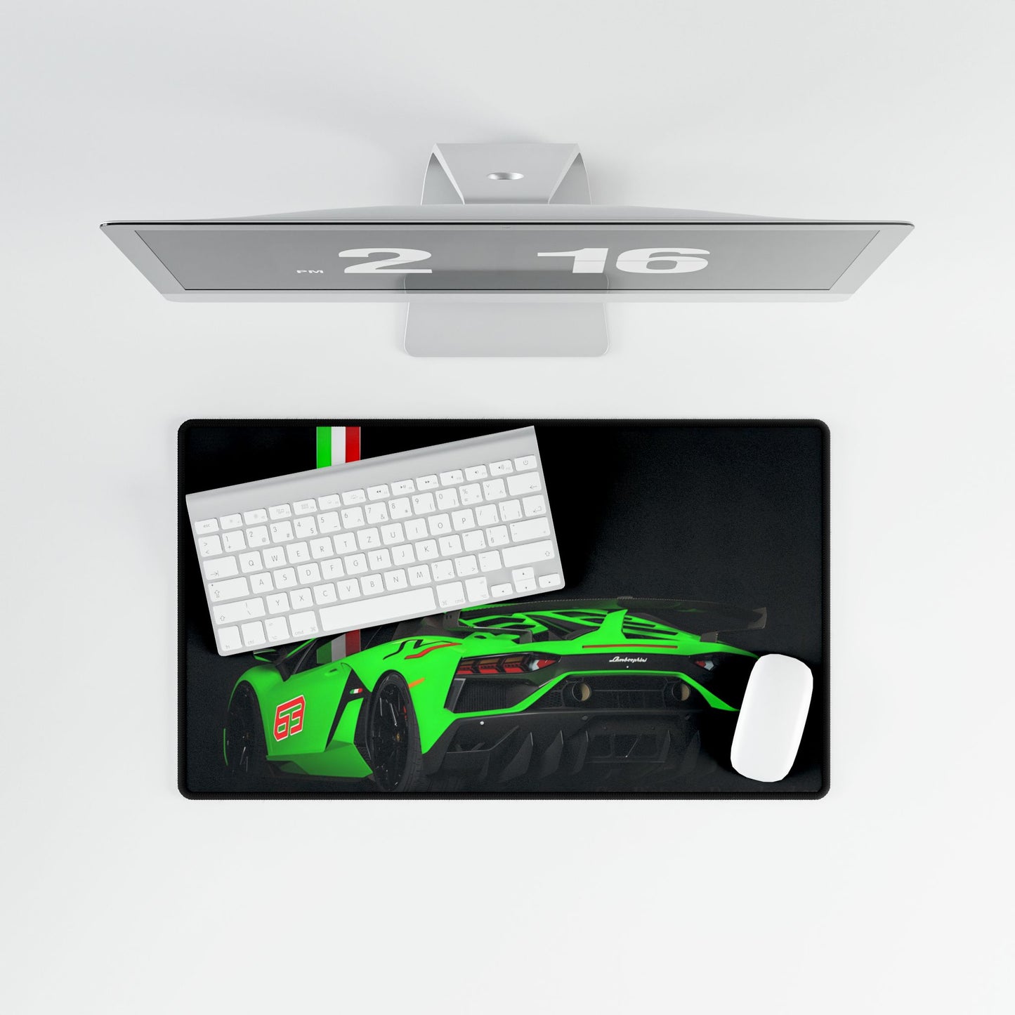 Green Lamborghini Racemode Desk Mat | Sports Car Racing Mouse Pad