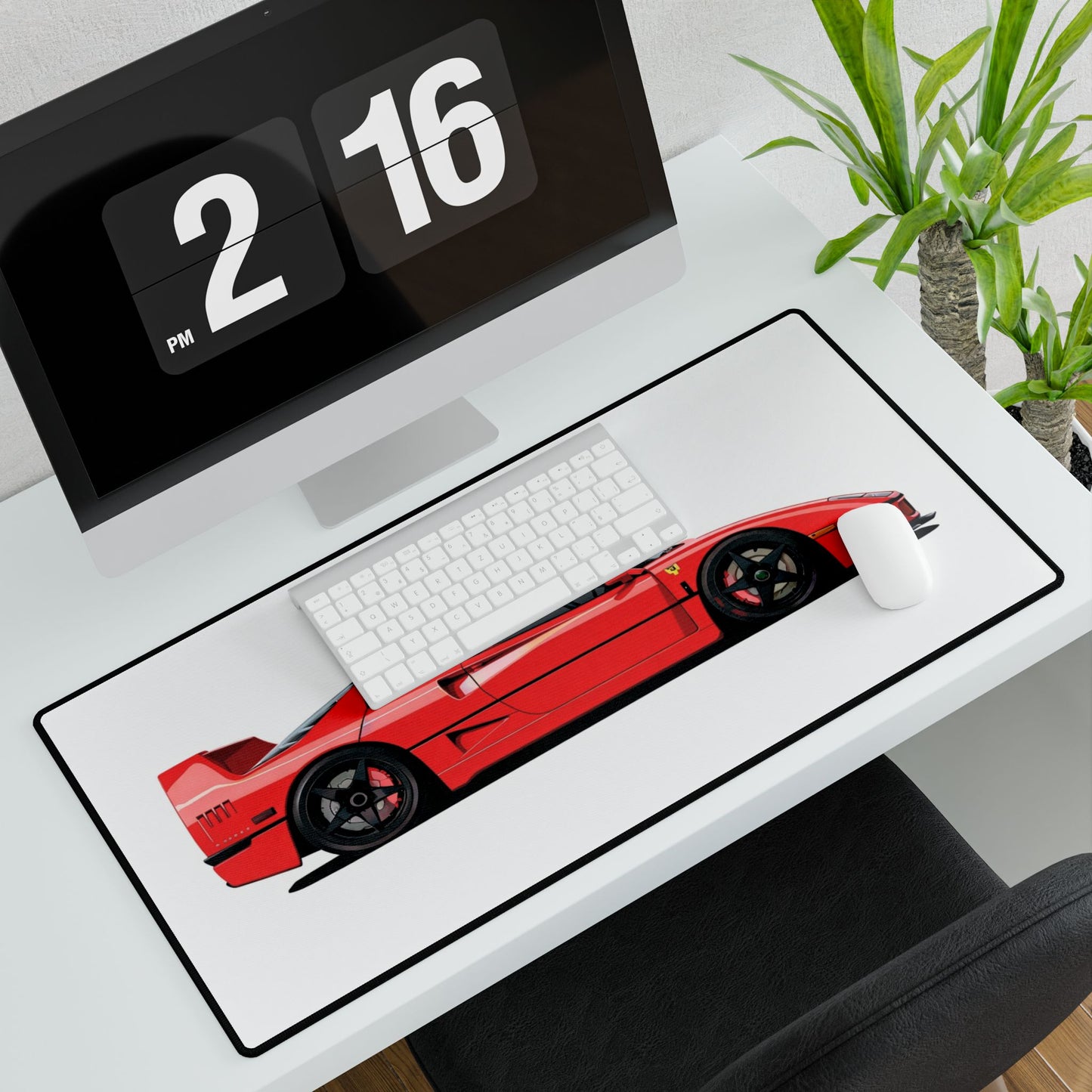 Ferrari F40 Artistic Red Sports Car Desk Mat | Racing Car Illustration Desk Mat