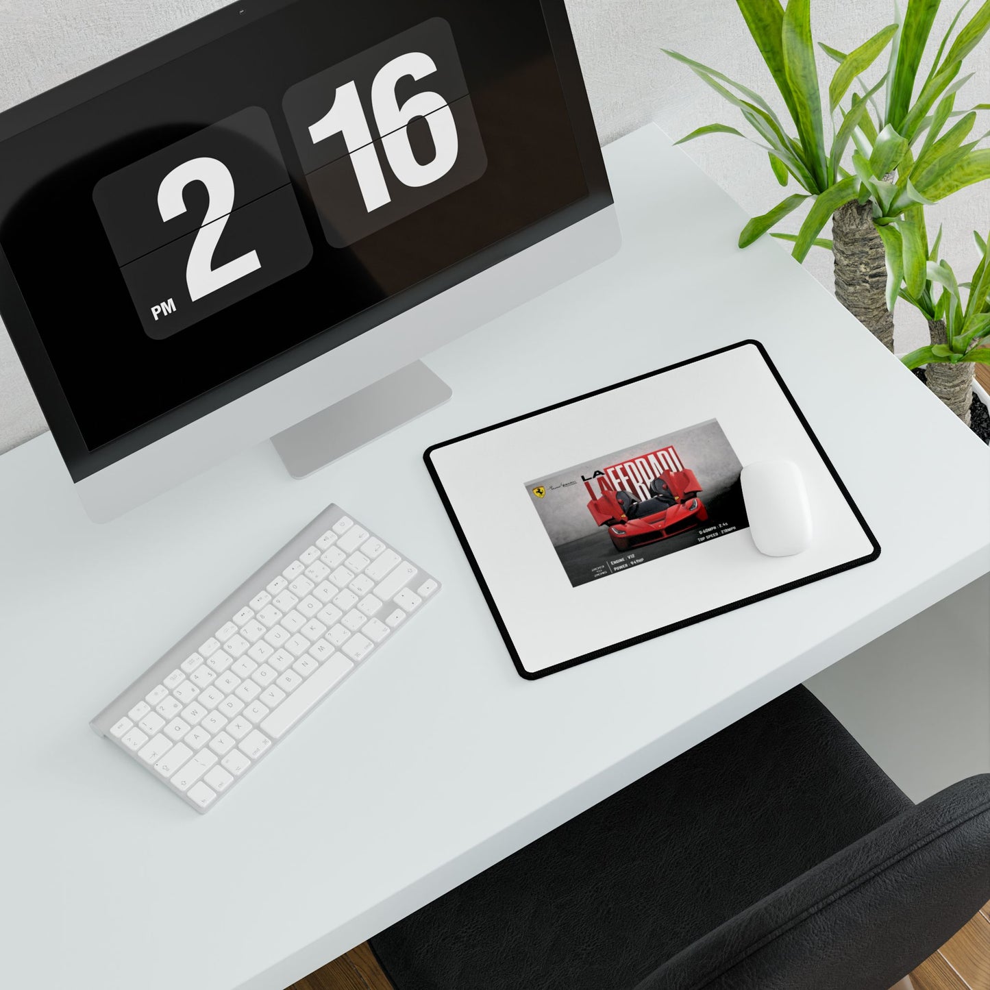 Ferrari LaFerrari Specification Desk Mat | Red Supercar Illustration