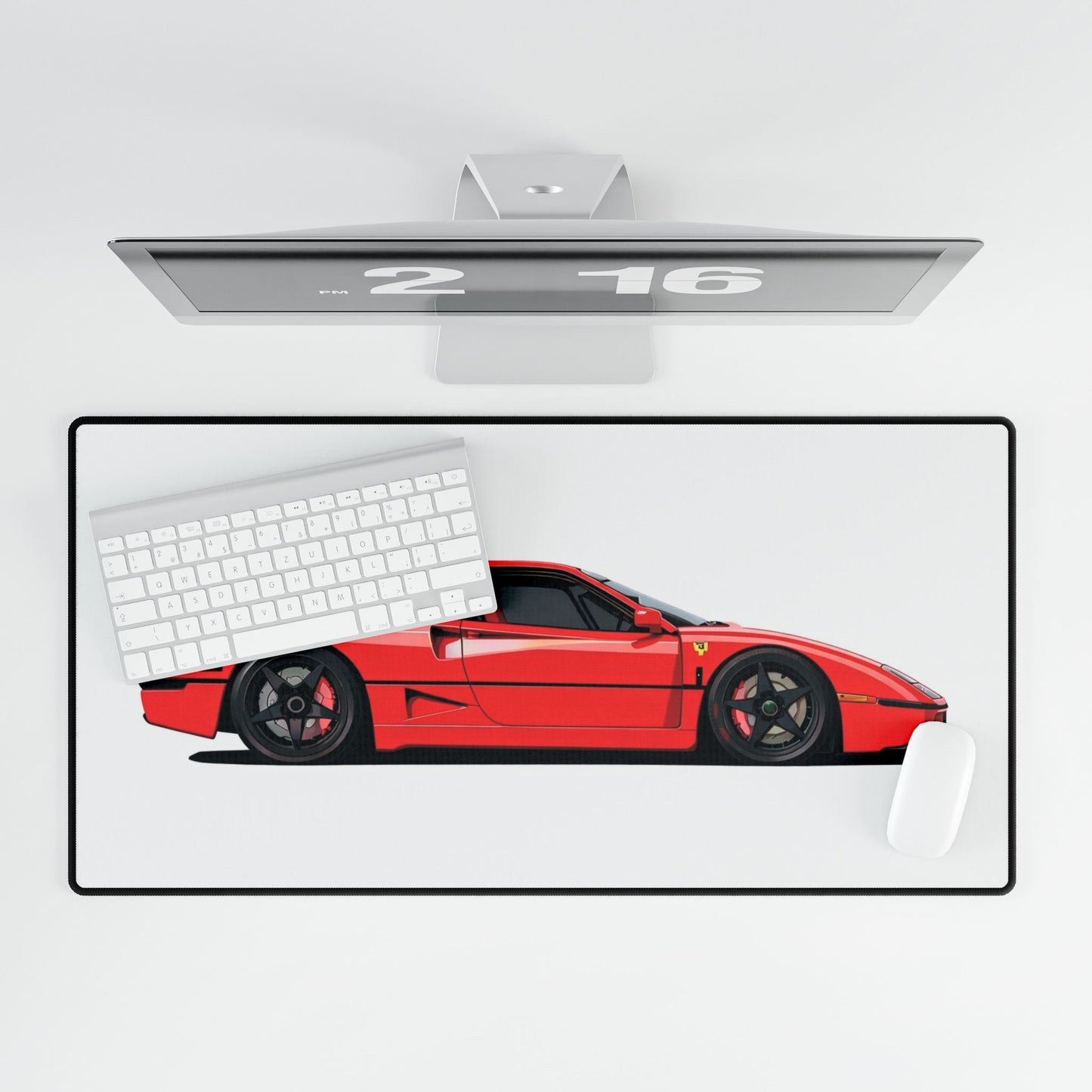 Ferrari F40 Artistic Red Sports Car Desk Mat | Racing Car Illustration Desk Mat