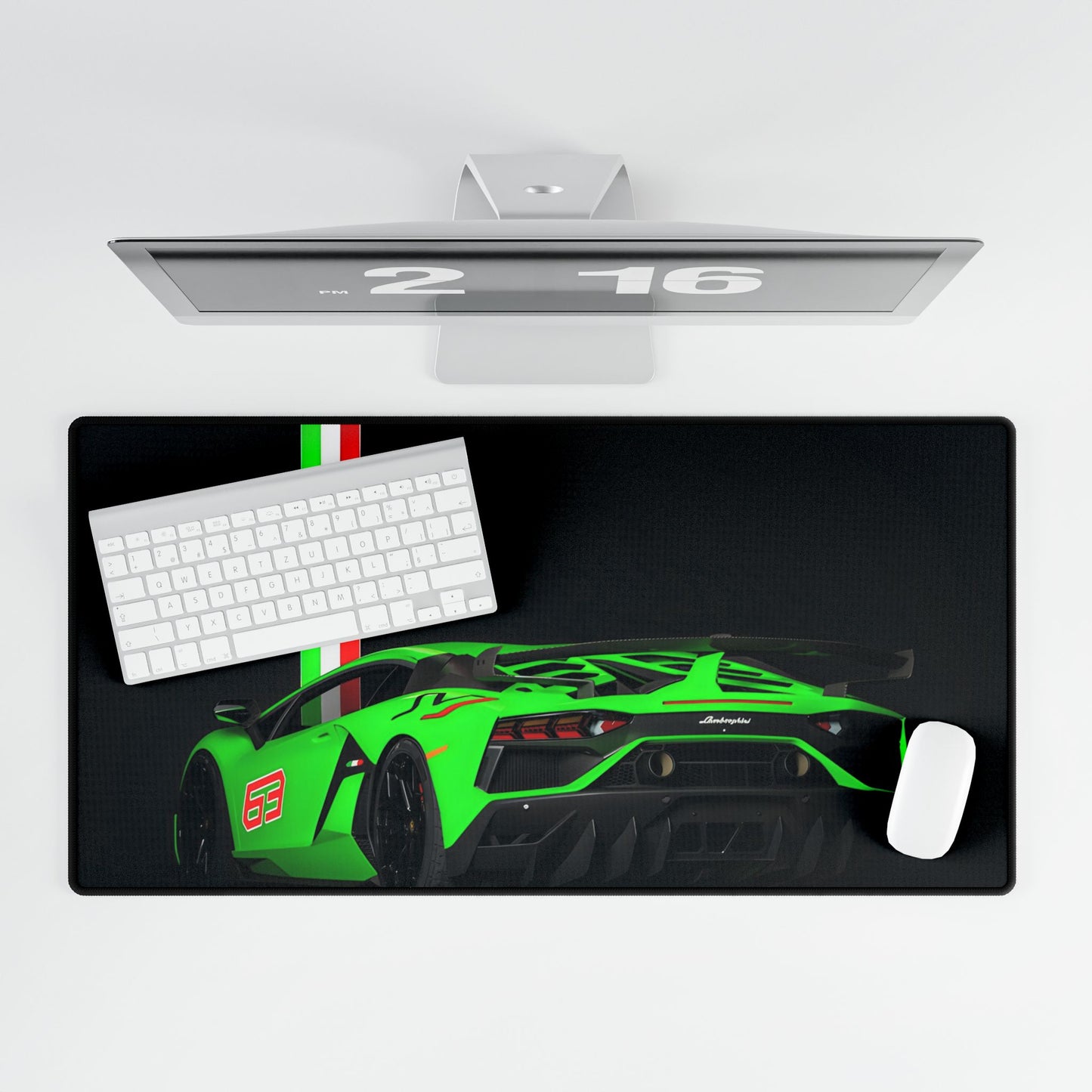 Green Lamborghini Racemode Desk Mat | Sports Car Racing Mouse Pad
