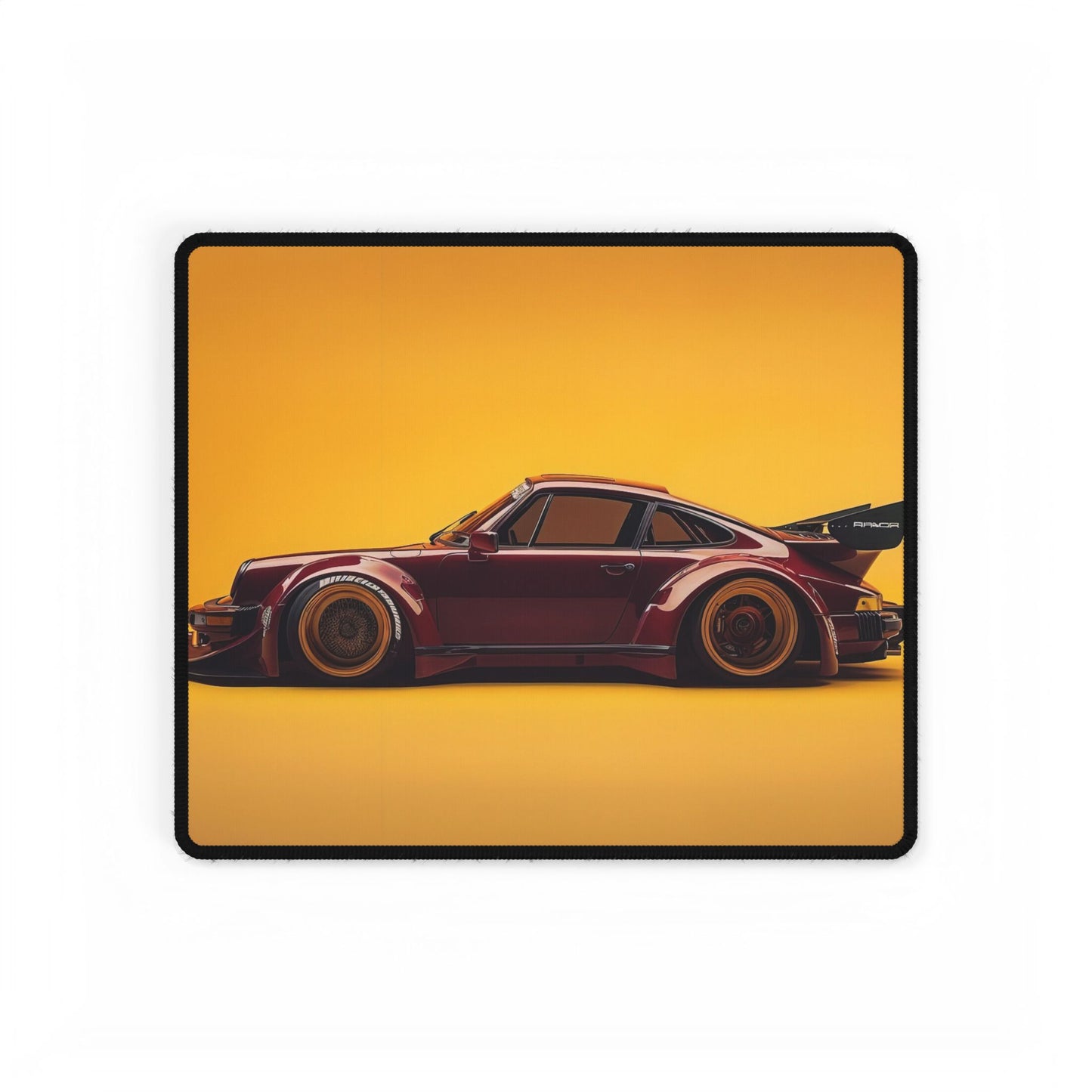 Wide BodyKit 911 Sports Car Desk Mat | Yellow Background Racing Mousepad