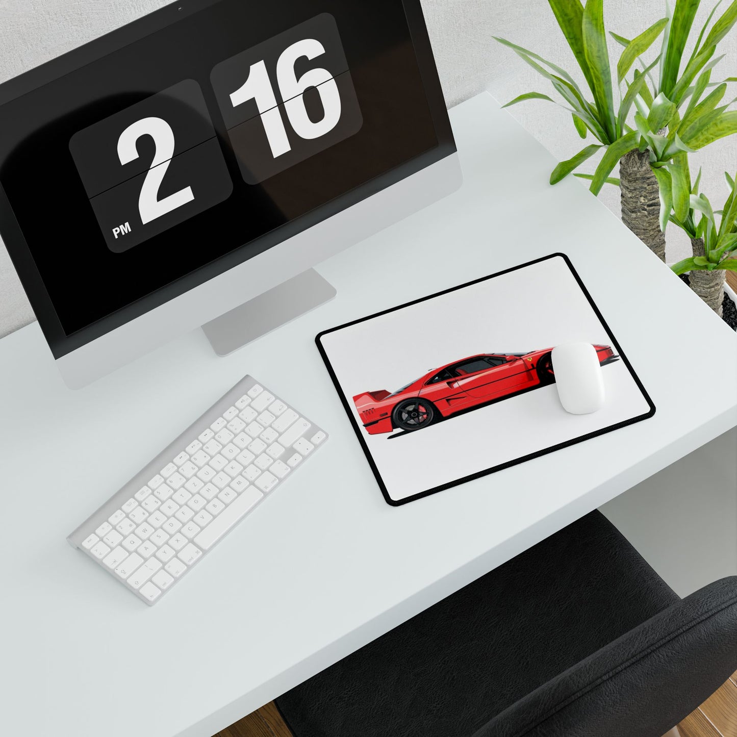 Ferrari F40 Artistic Red Sports Car Desk Mat | Racing Car Illustration Desk Mat