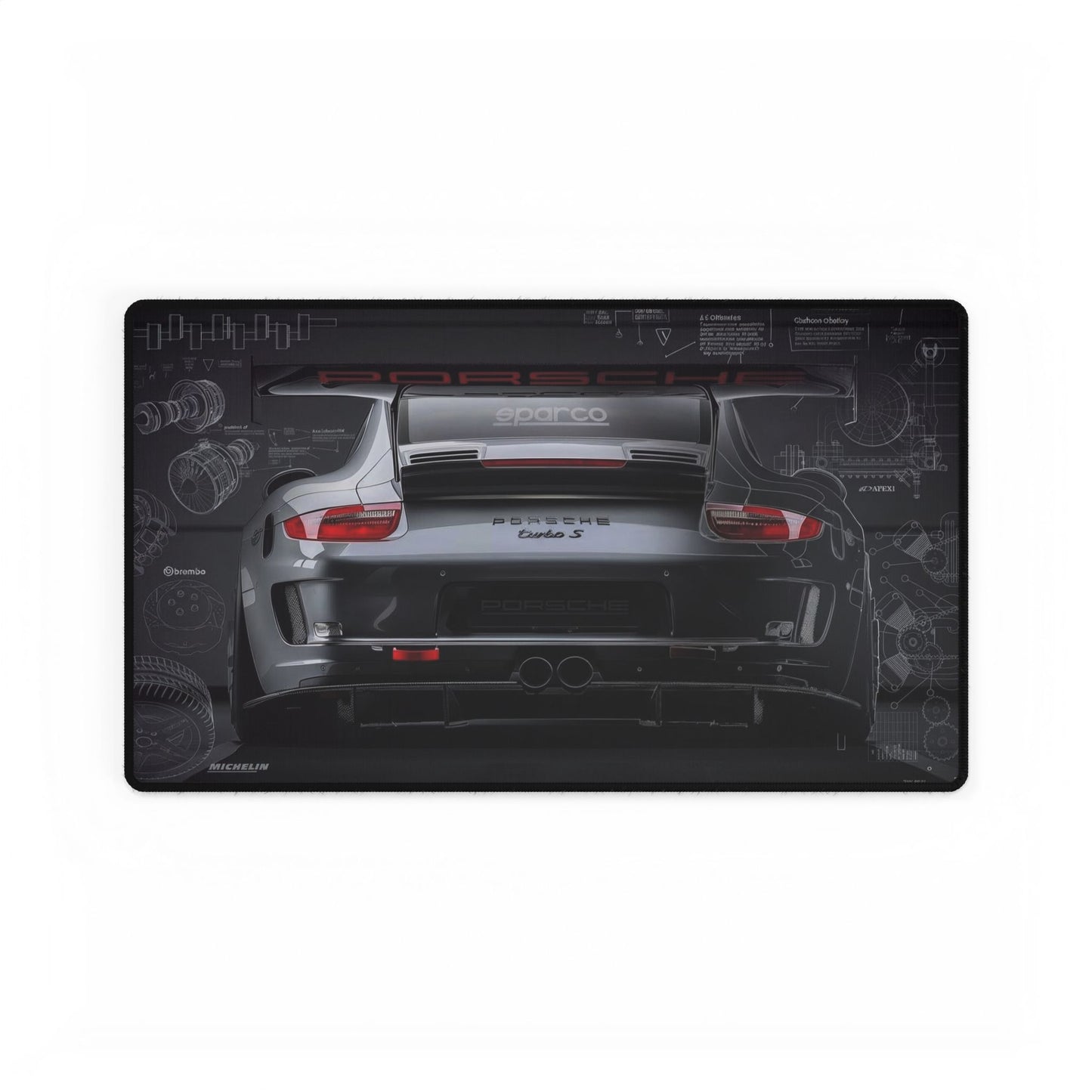 Porsche 911 Turbo Parts Blueprint  Mat — Automotive Mechanics  Mat