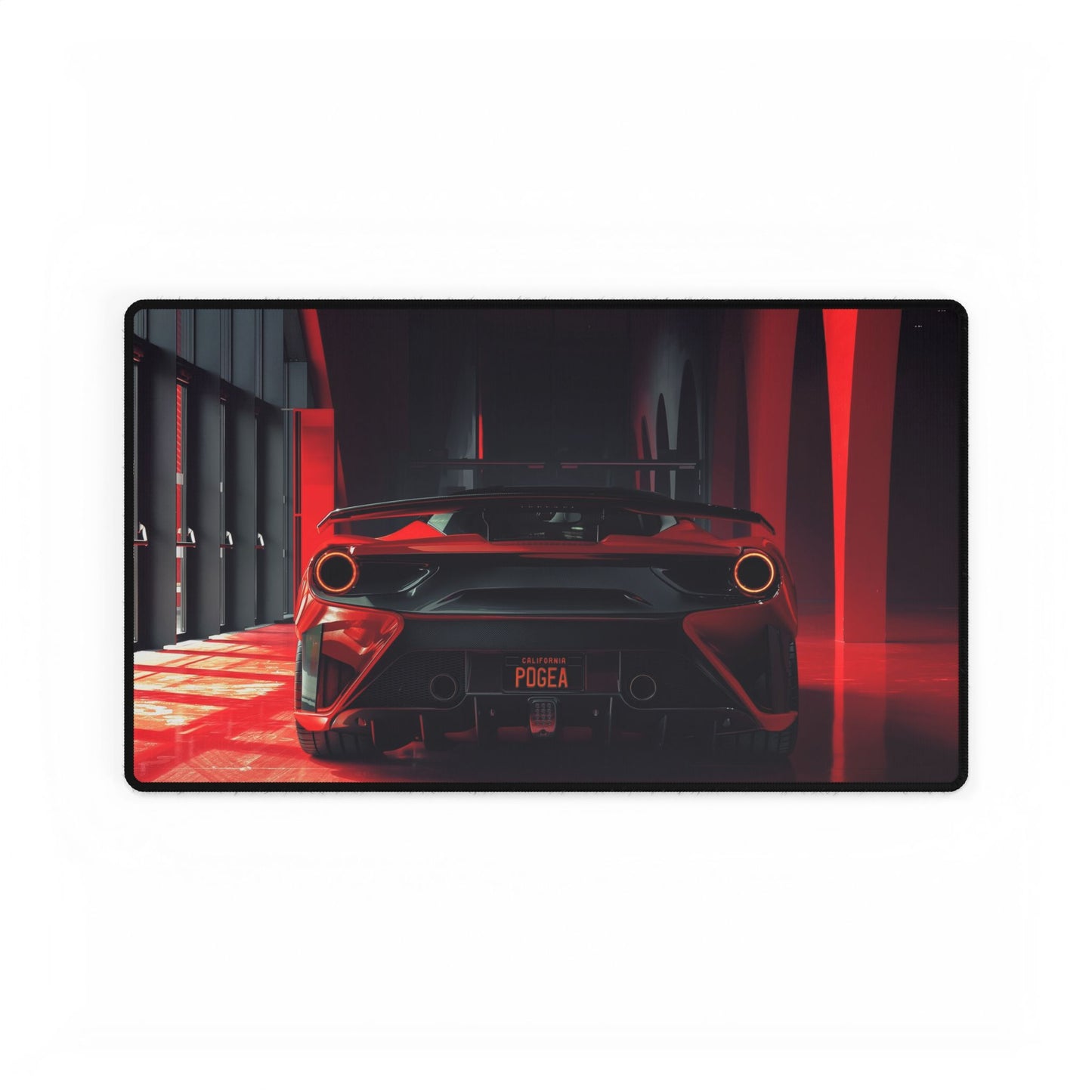 Ferrari Rear View Red Supercar Desk Mat | Racing Car Mousepad Desk Mat