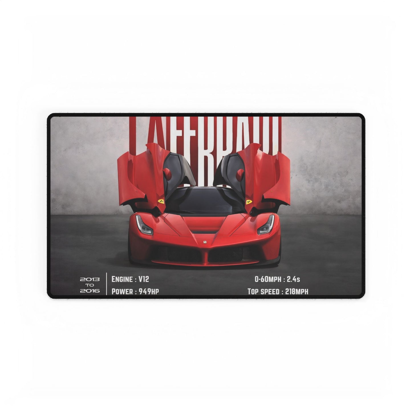 Ferrari LaFerrari Specification Desk Mat | Red Supercar Illustration