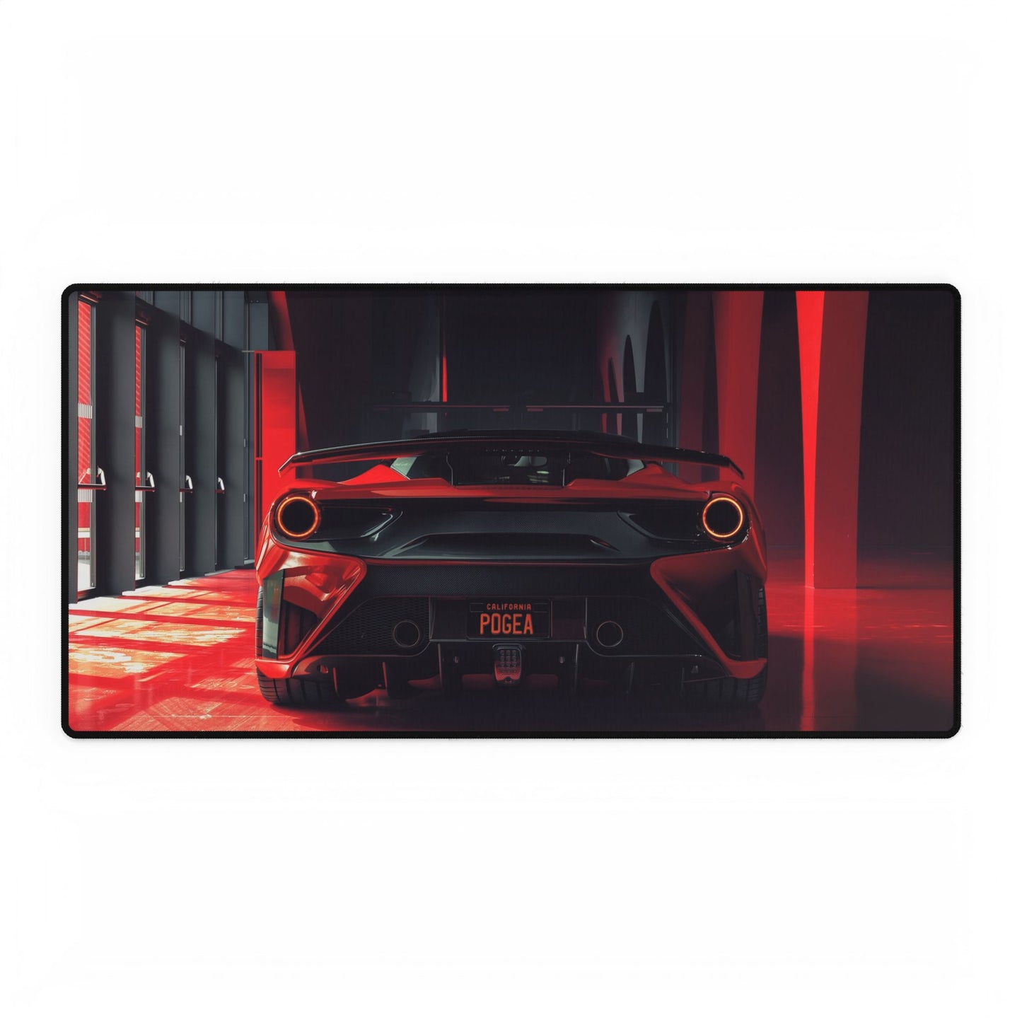 Ferrari Rear View Red Supercar Desk Mat | Racing Car Mousepad Desk Mat