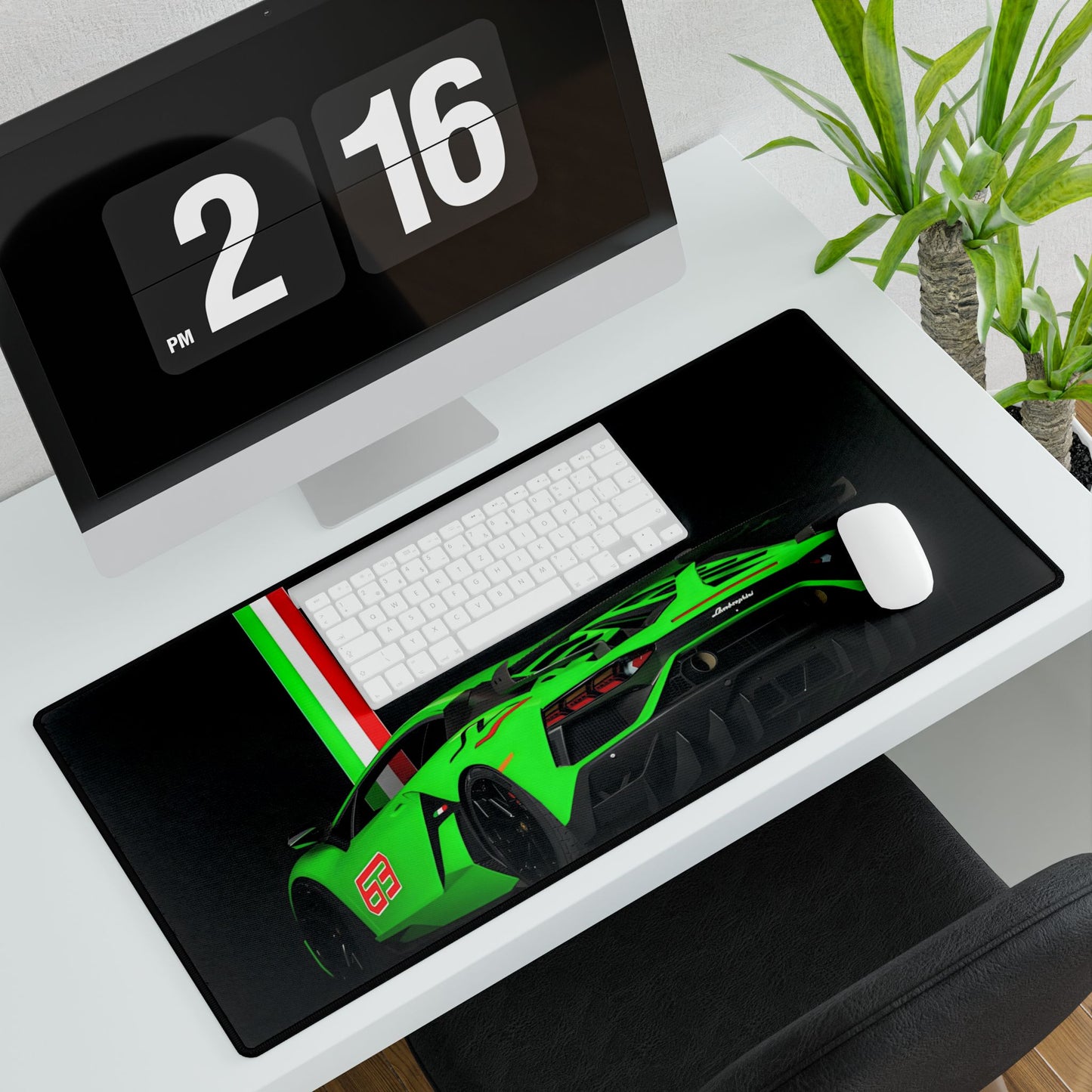 Green Lamborghini Racemode Desk Mat | Sports Car Racing Mouse Pad
