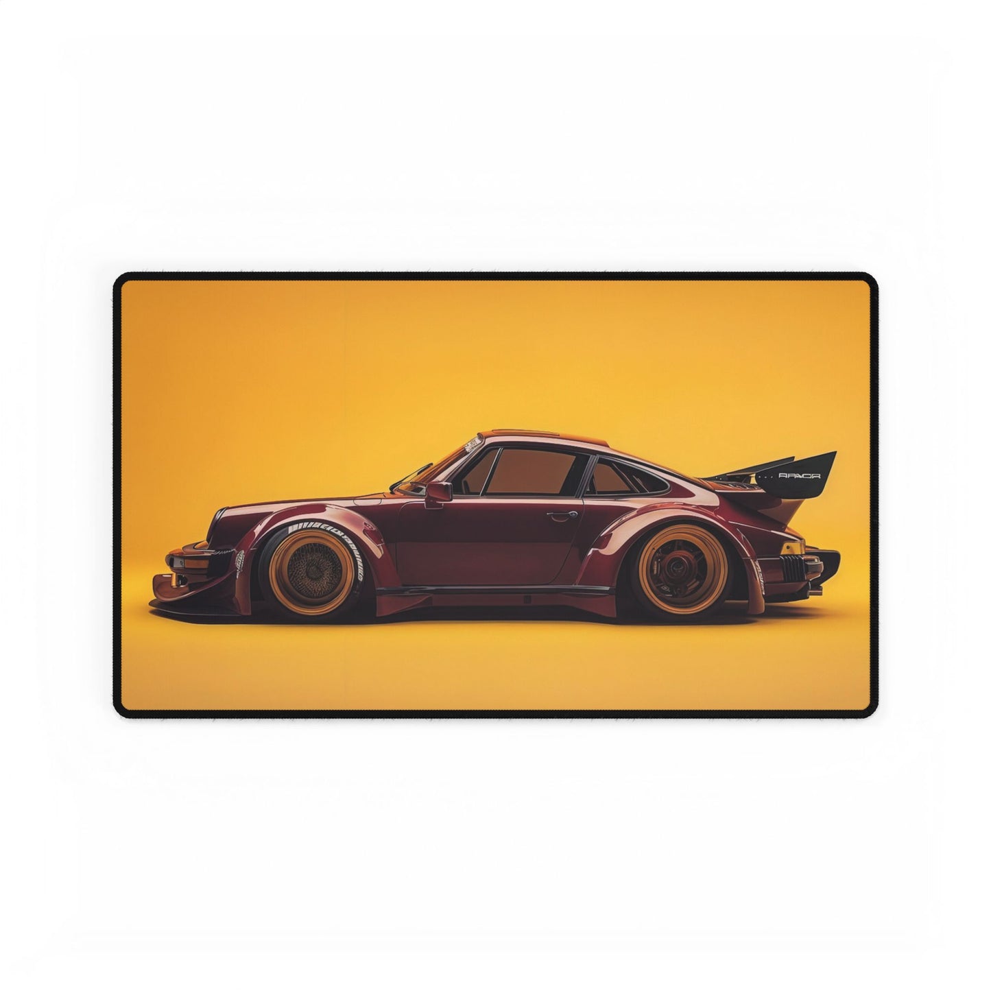 Wide BodyKit 911 Sports Car Desk Mat | Yellow Background Racing Mousepad