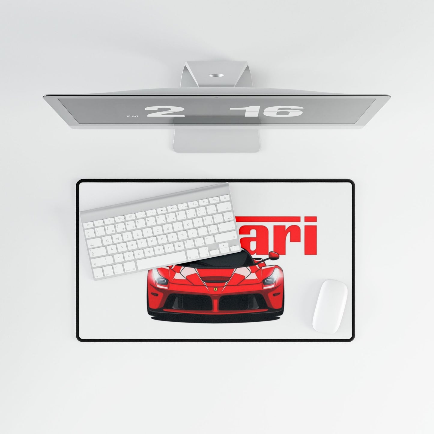 Red Ferrari Race Car Desk Mat | Racing Logo Mouse Pad