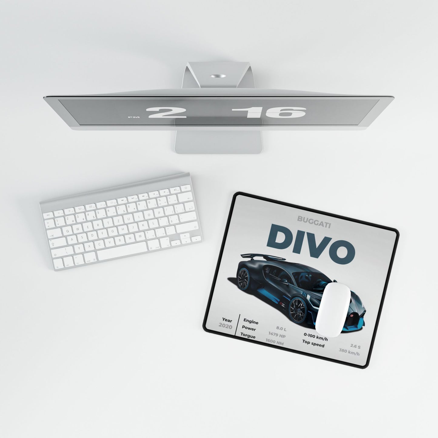 Bugatti Divo Supercar specs Desk Mat | Racing Car Mousepad | Automotive Desk Mat