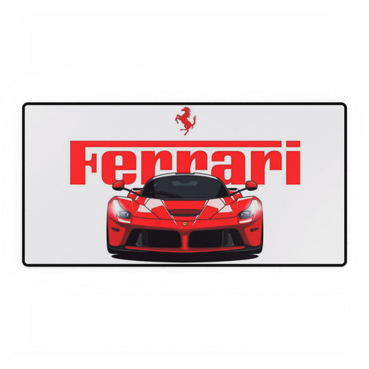 Red Ferrari Race Car Desk Mat | Racing Logo Mouse Pad