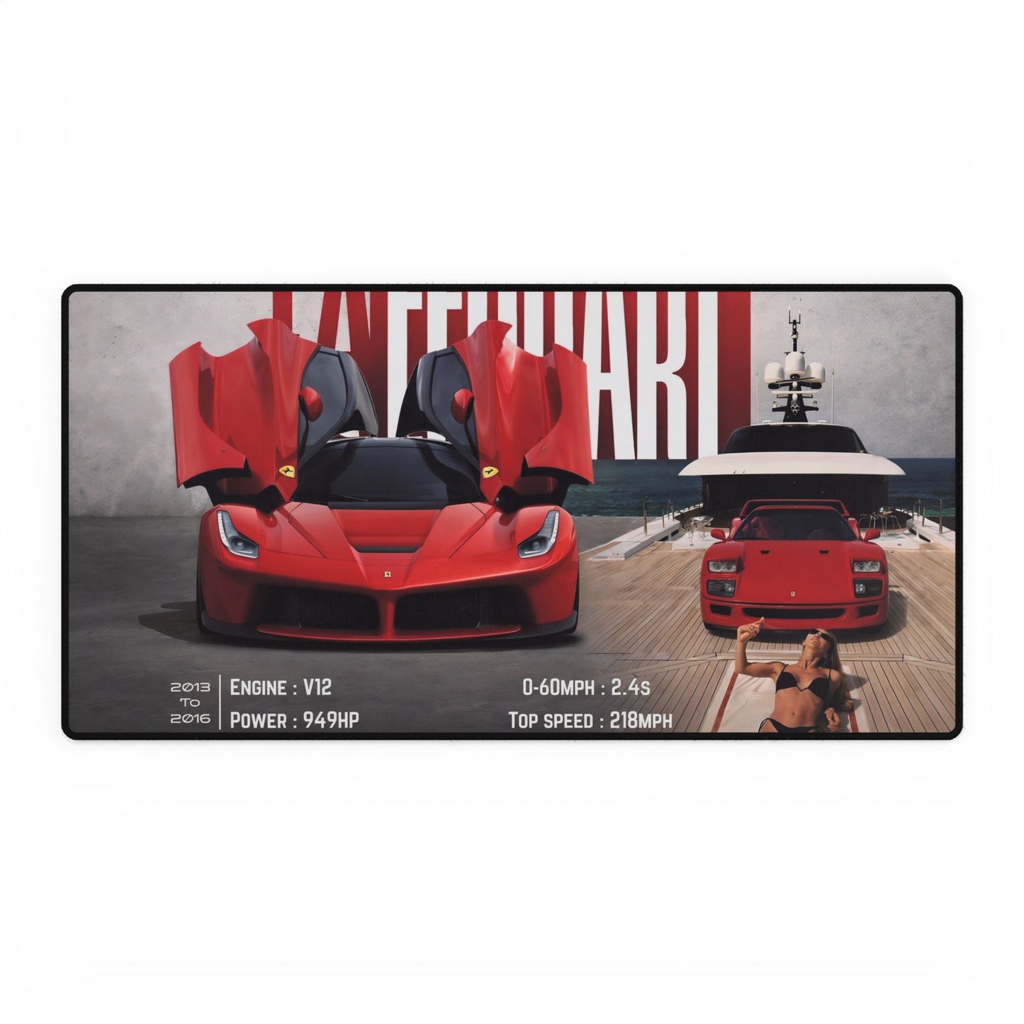 La Ferrari Sports Car Poster Desk Mat | Racing Car Mouse Pad