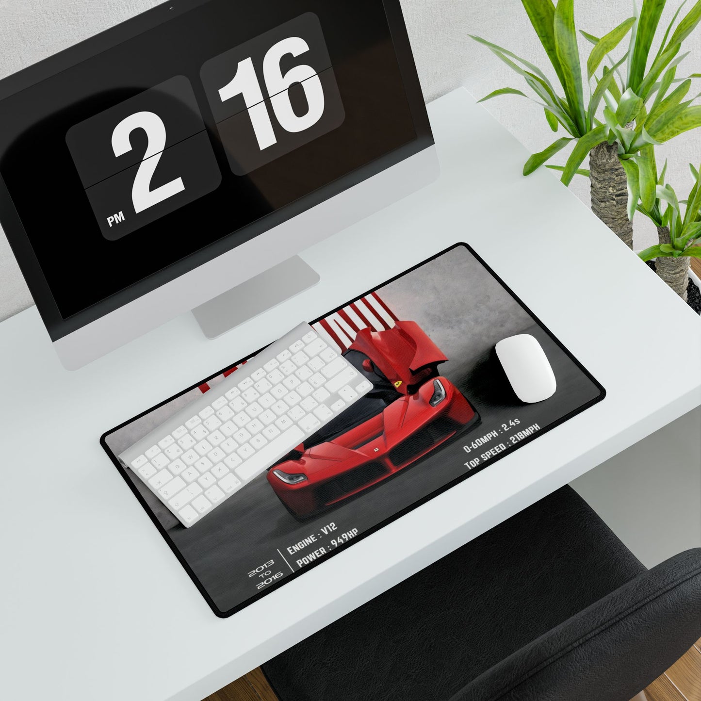 Ferrari LaFerrari Specification Desk Mat | Red Supercar Illustration