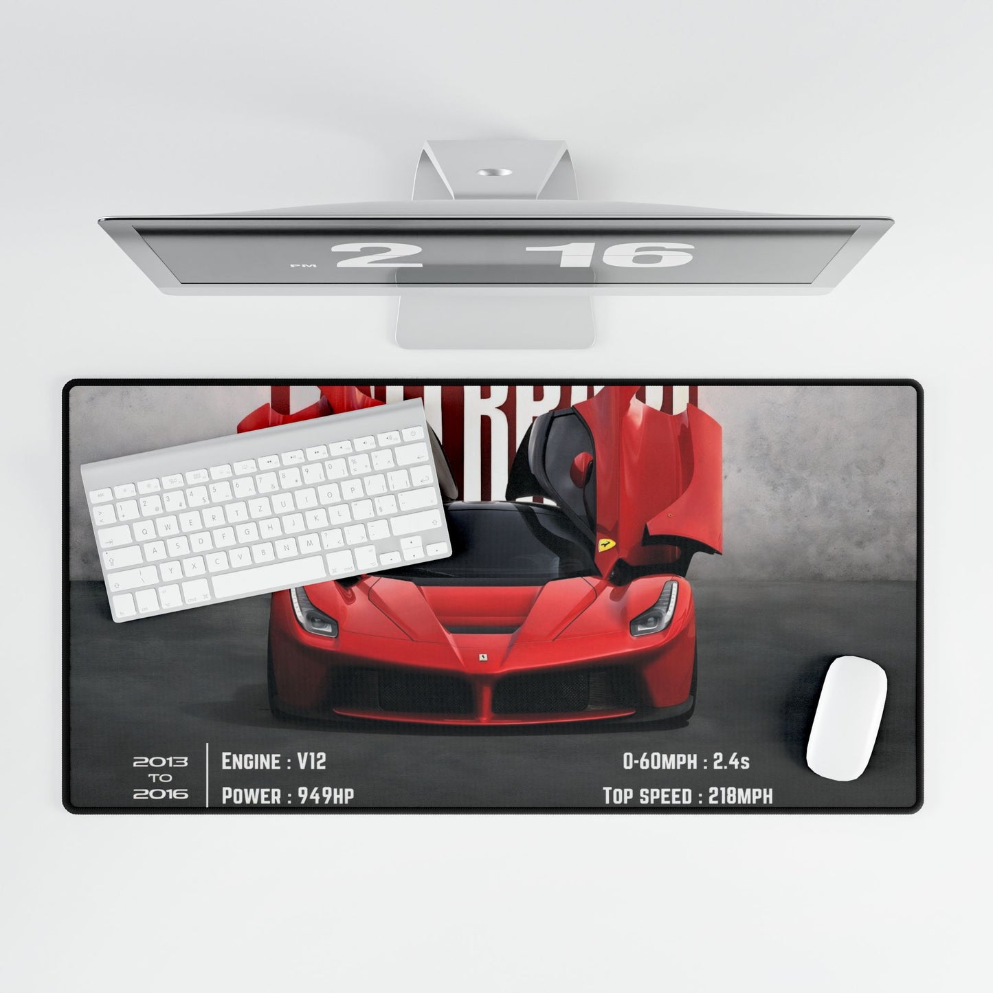 Ferrari LaFerrari Specification Desk Mat | Red Supercar Illustration