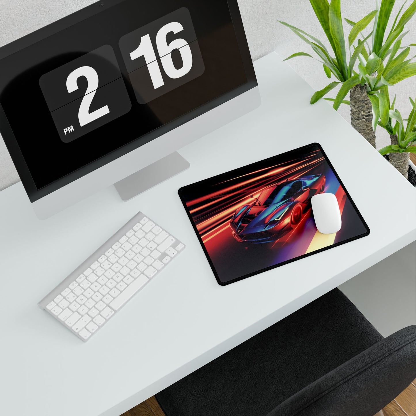 Neon LaFerrari Desk Mat: A Futuristic Ferrari Racing Artwork