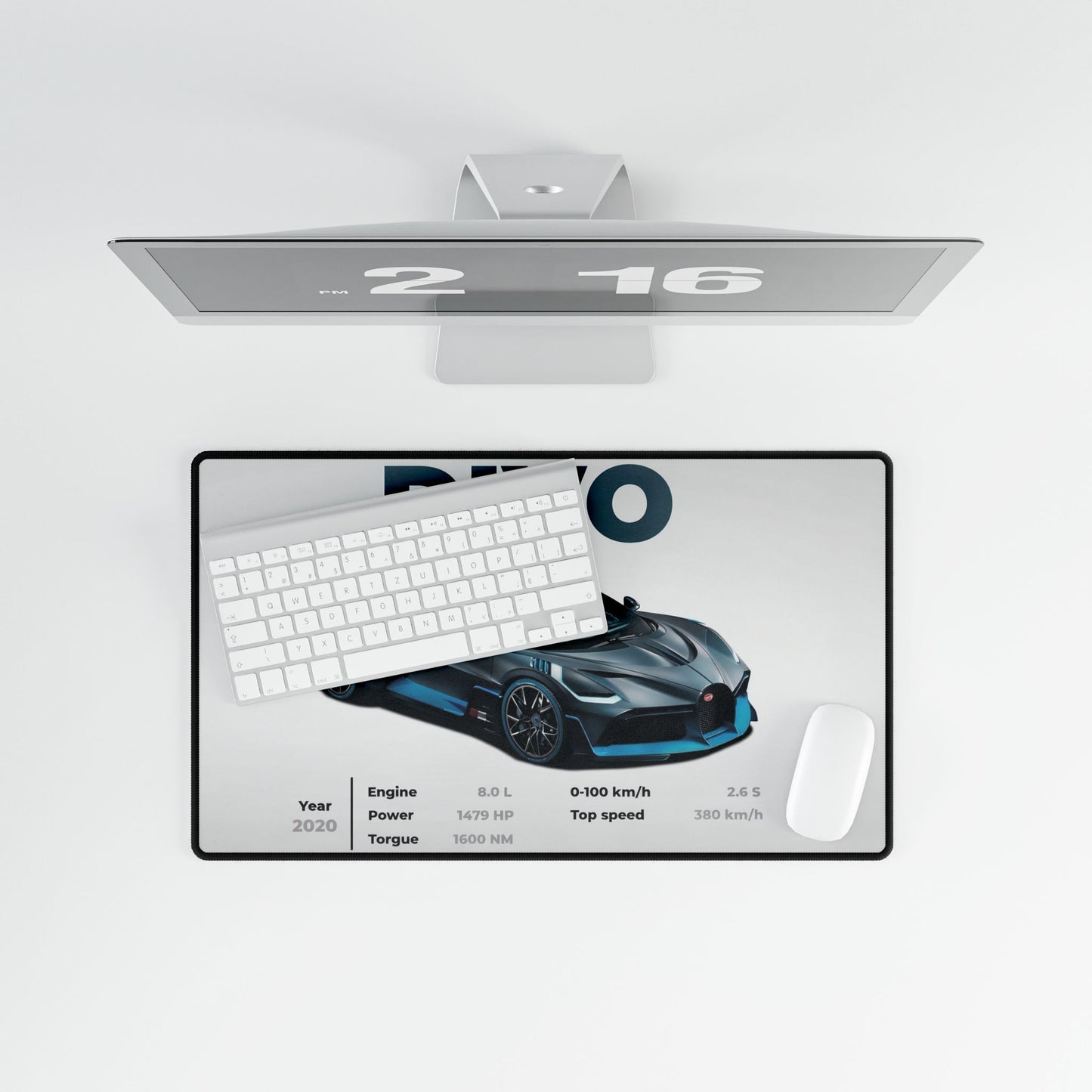 Bugatti Divo Supercar specs Desk Mat | Racing Car Mousepad | Automotive Desk Mat