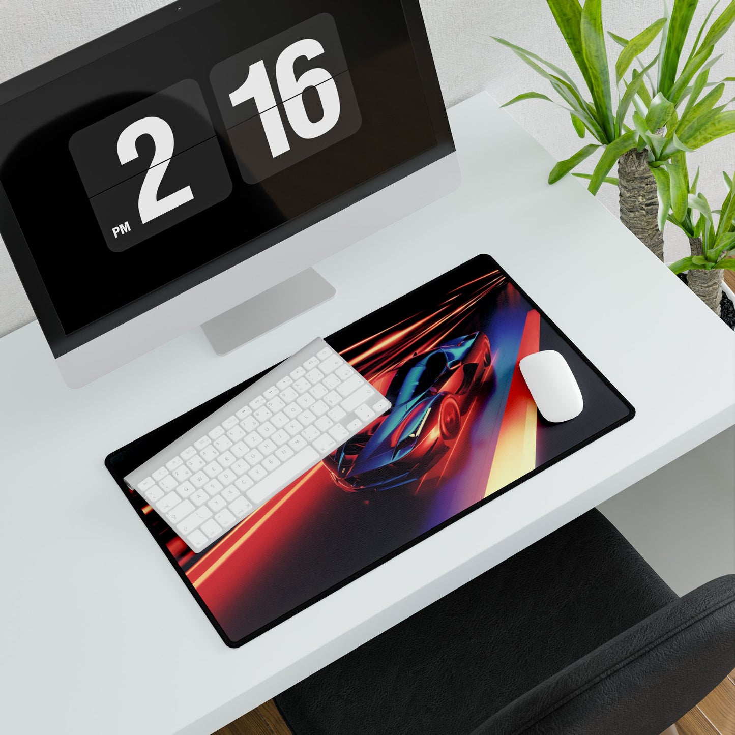 Neon LaFerrari Desk Mat: A Futuristic Ferrari Racing Artwork