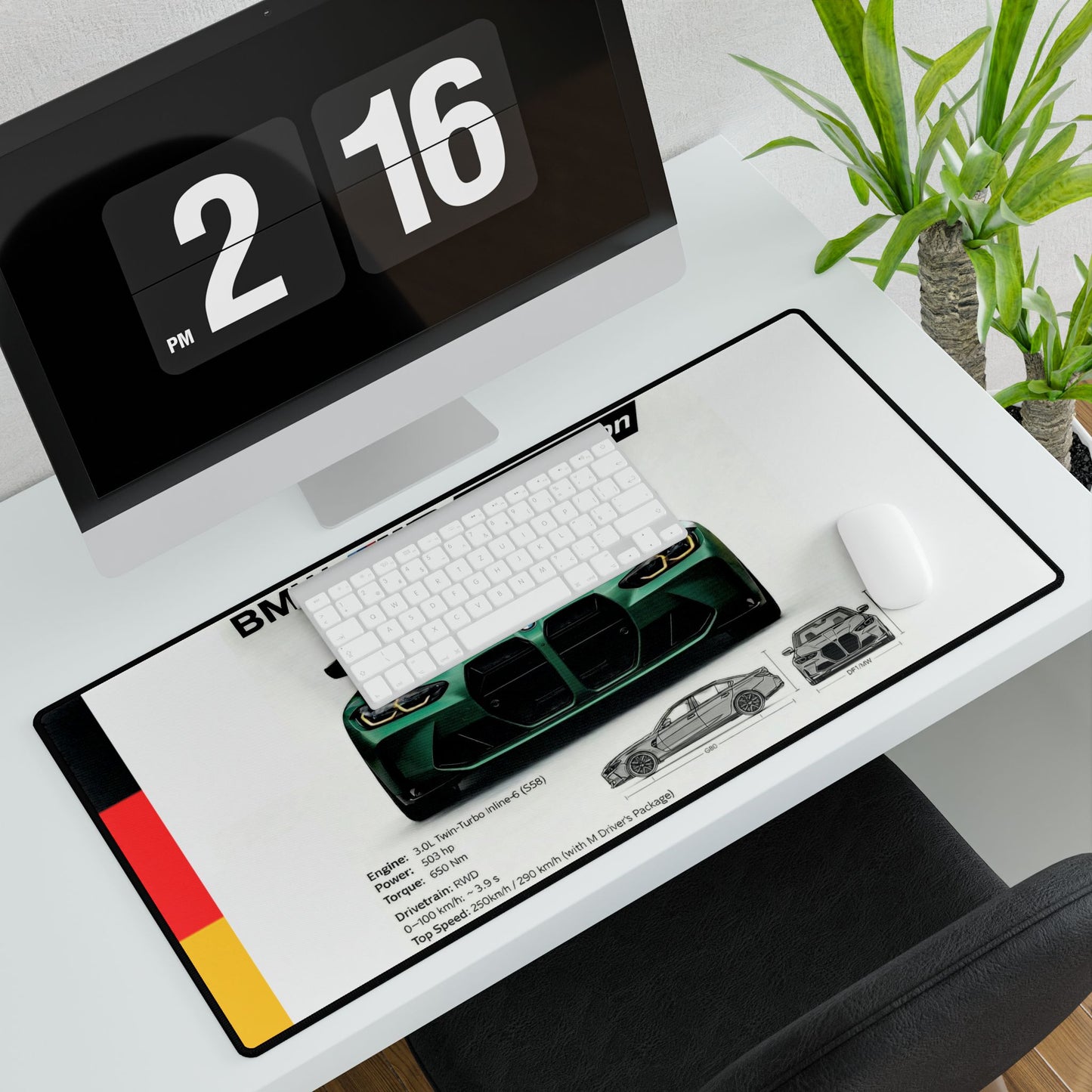 BMW M3 Competition Isle Green Desk Mat – Premium Car Aesthetic Mousepad for Ultimate Setup