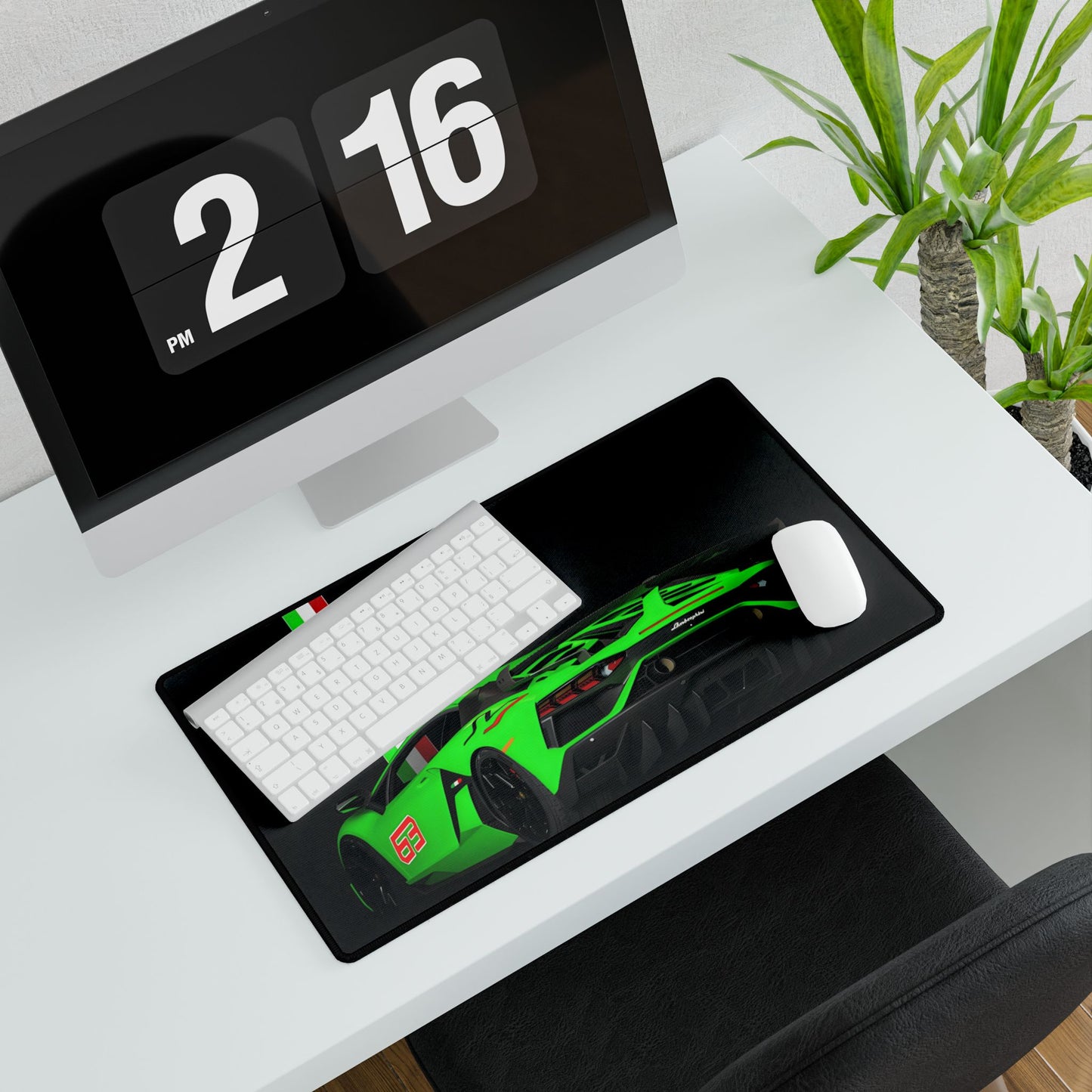 Green Lamborghini Racemode Desk Mat | Sports Car Racing Mouse Pad