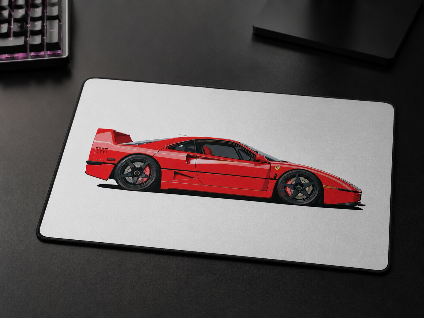 EU Ferrari F40 Artistic Red Sports Car Desk Mat | Racing Car Illustration Desk Mat